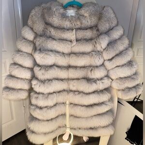 REAL FOX FUR 100% white women’s jacket coat size XS/S